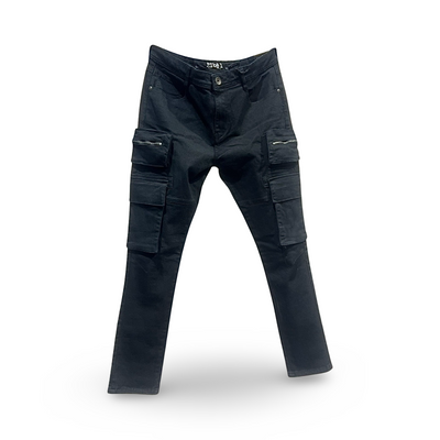 632-632 R3bel Slim Fit Cargo Jeans Black