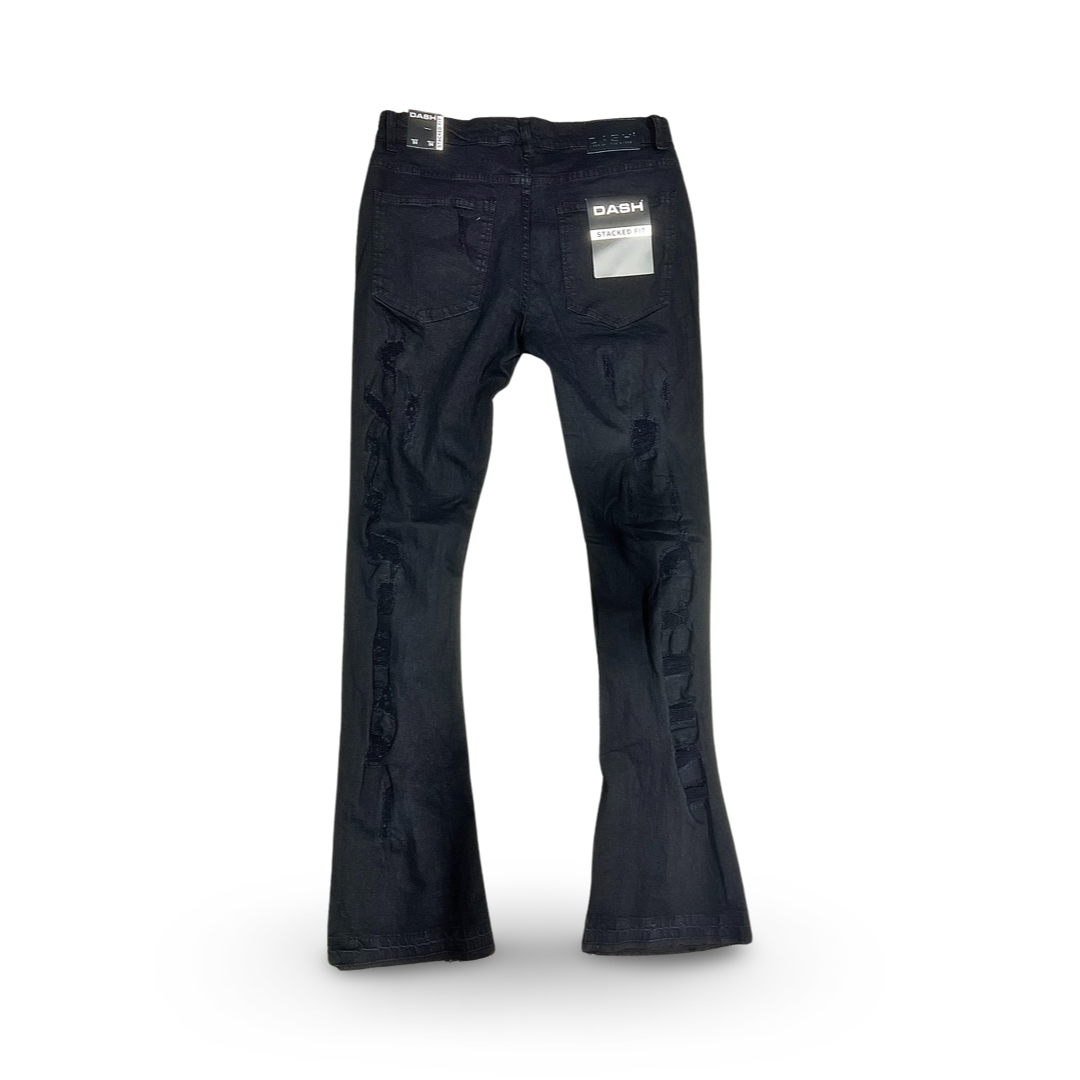 AD2014 Dash Rip & Repair Stacked Denim Jeans (Jet Black)