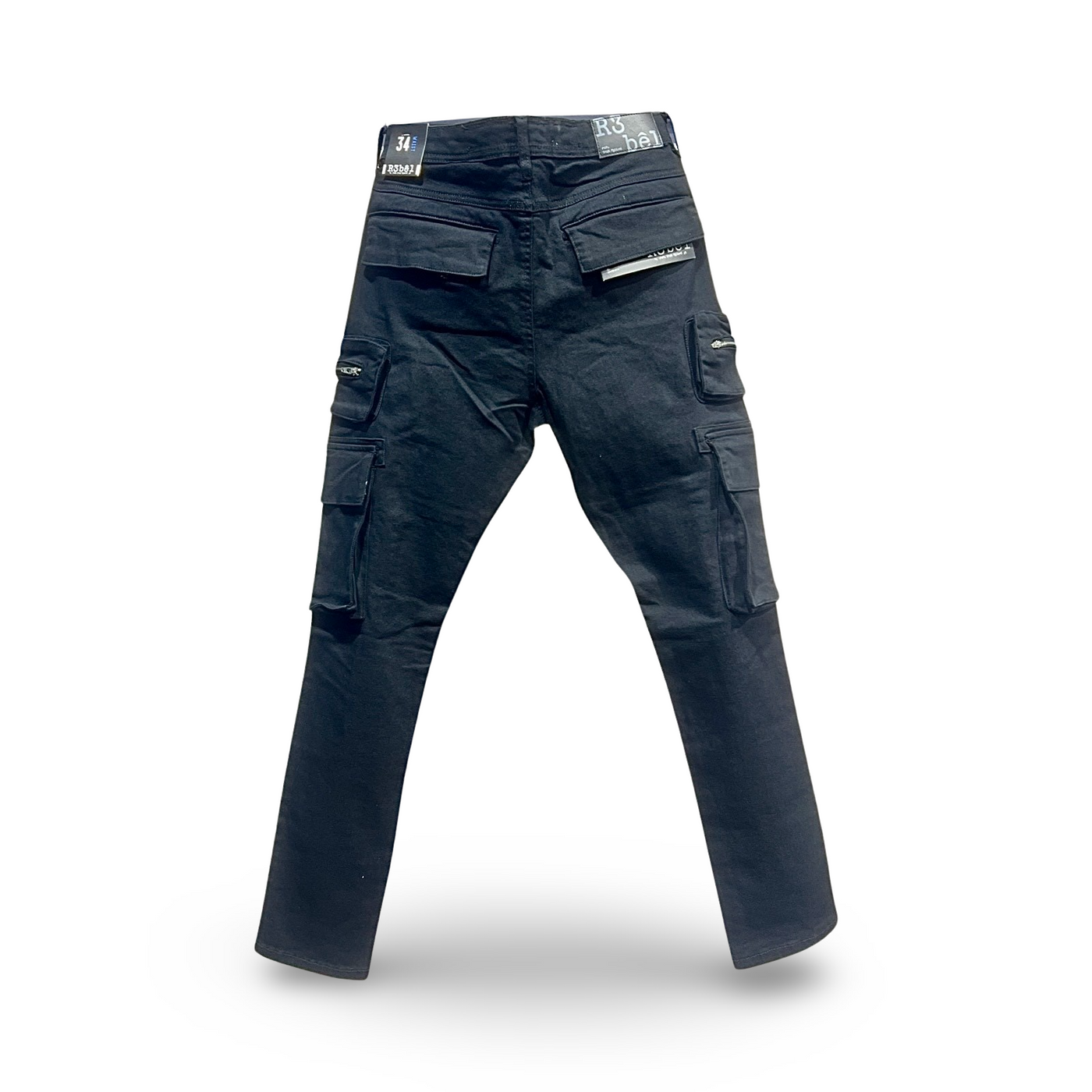 632-632 R3bel Slim Fit Cargo Jeans Black