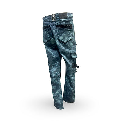 370 Matrix Jeans Strap Pocket Acid Wash Denim