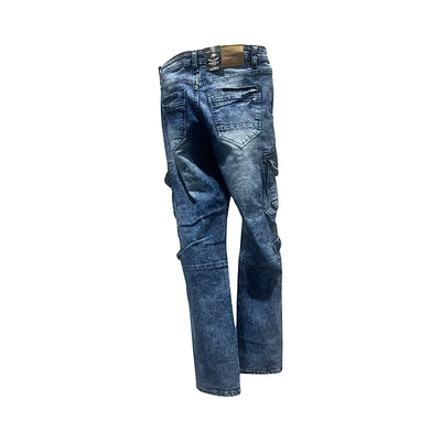 355 Matrix Jeans Acid Wash Biker Cargo Side Pocket