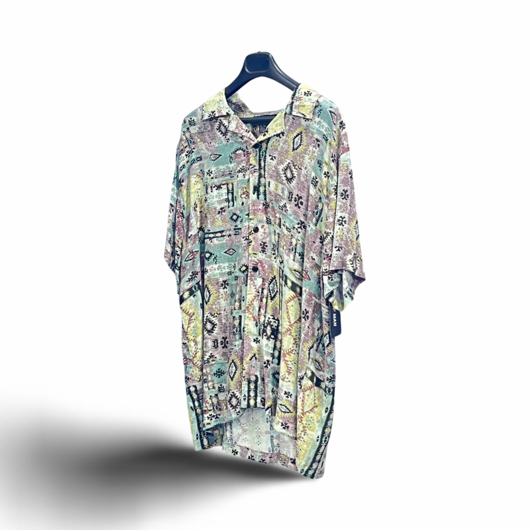 W027024 Vintage Inspired Print Button Shirts
