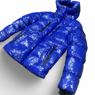 7558028 Point Zero Wax Shine Quilted Blue Puffer Jacket