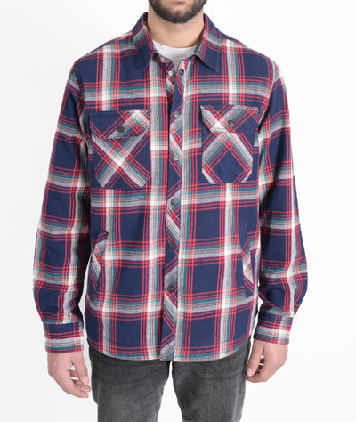 687-2106 Sherpa Lined 100% Cotton Flannel Shirt Jacket Blue/Red
