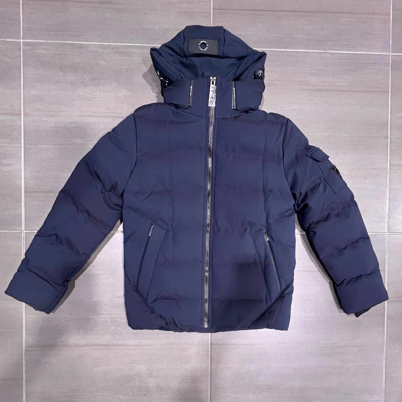 7168016 Point Zero Wide Twill Puffer Jacket Navy Blue