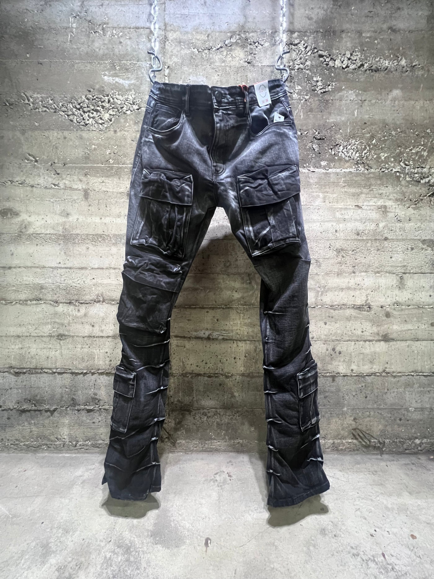 P444 Arketype Flare Fit Multi Pocket Denim Jeans Black