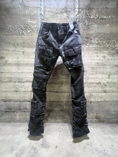 P444 Arketype Flare Fit Multi Pocket Denim Jeans Black