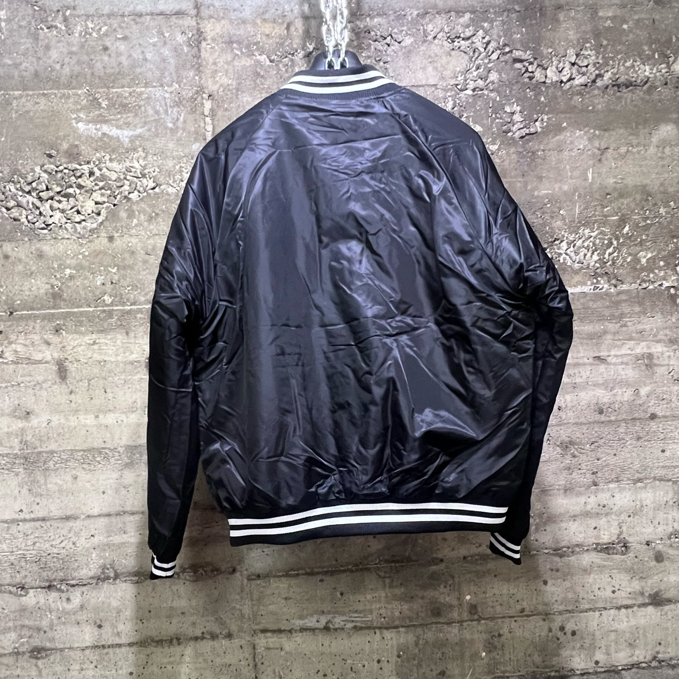 KEJ30 The Image Basic Letterman Bomber Varsity Waterproof Sports Jacket (Black)