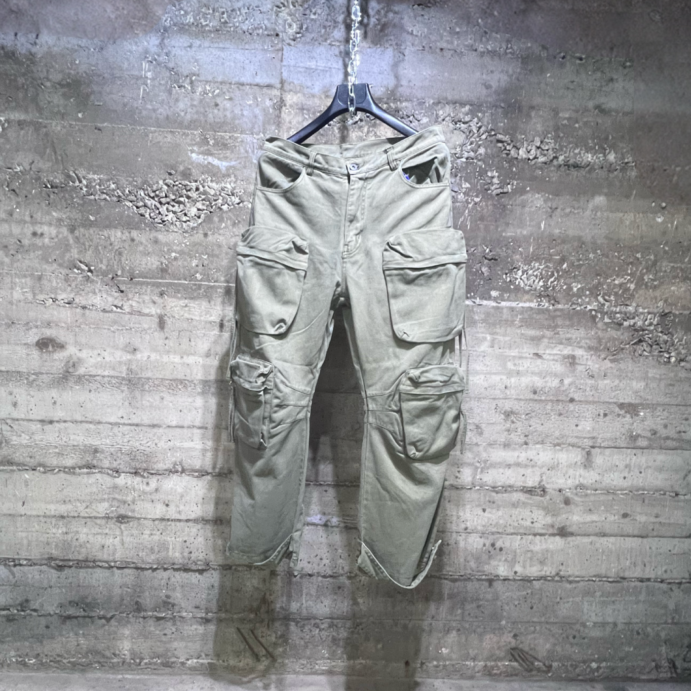 ST8510 Bootcut Multi Pocket Wide Leg Loose Utility Cargo Denim Pants Camo