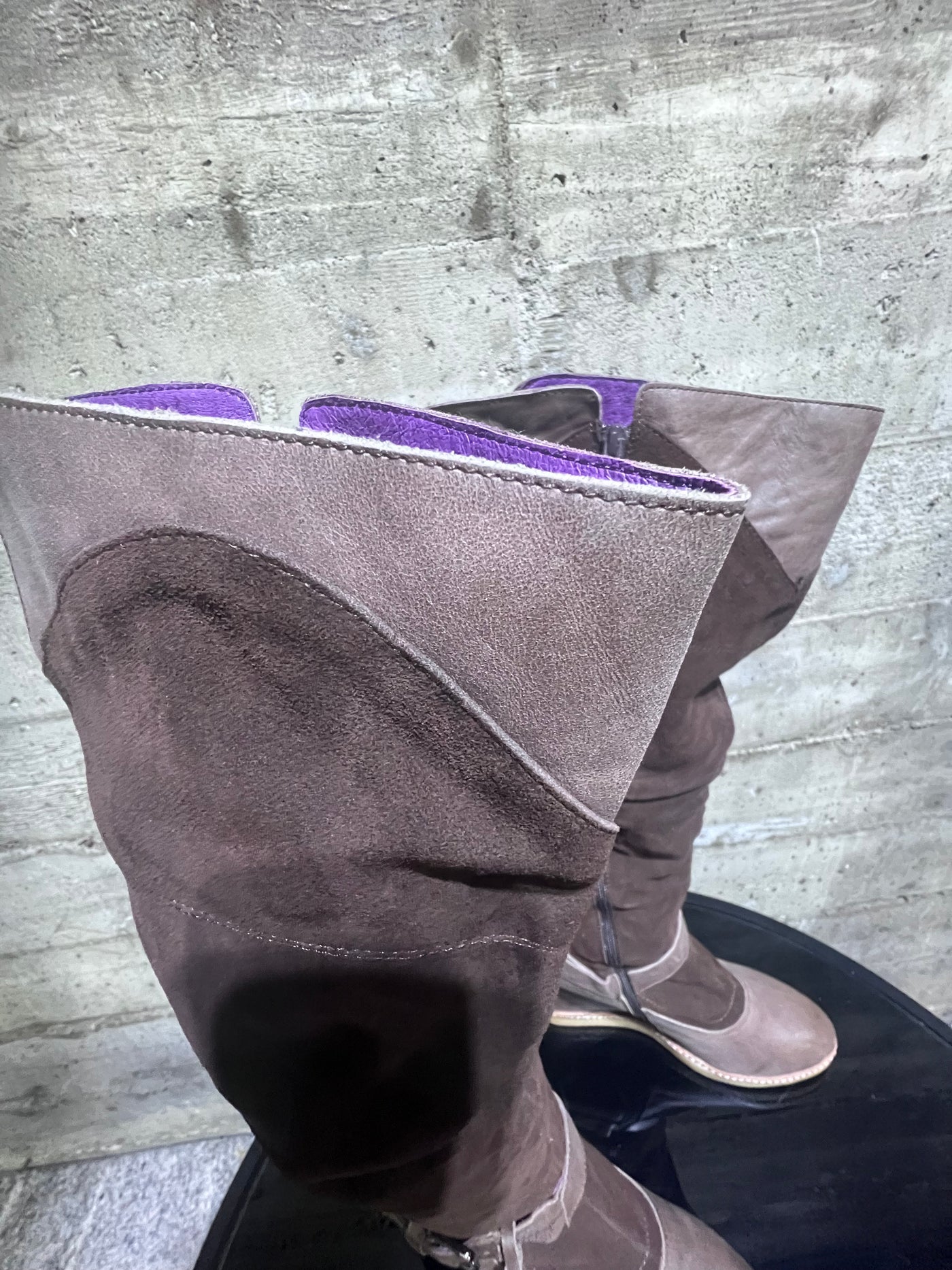 Patty boots cow Leather suede, wedge heel women Size 9 / 40.5 Bottes en cuir de vachette