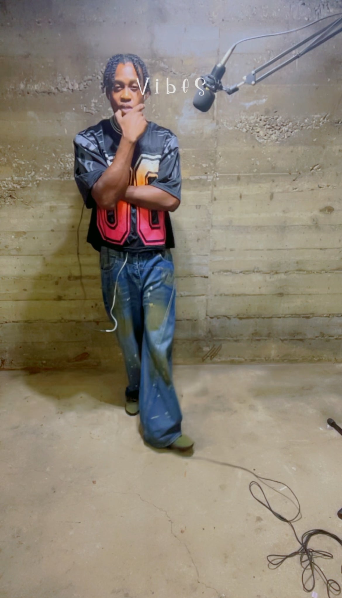 Trendy Wide Leg Jeans Graffiti Design