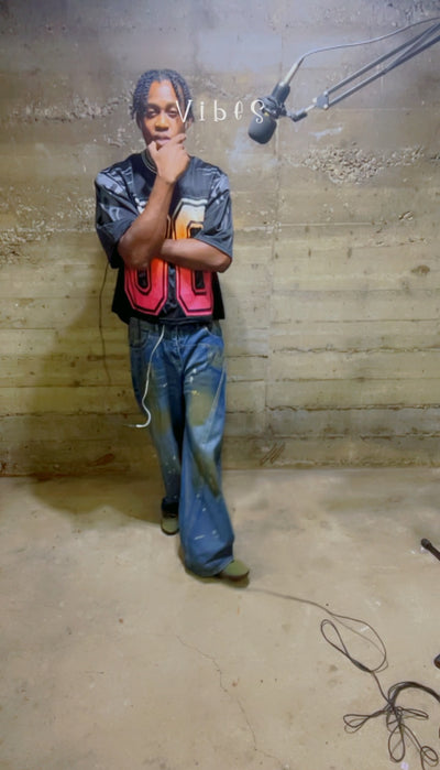 Trendy Wide Leg Jeans Graffiti Design