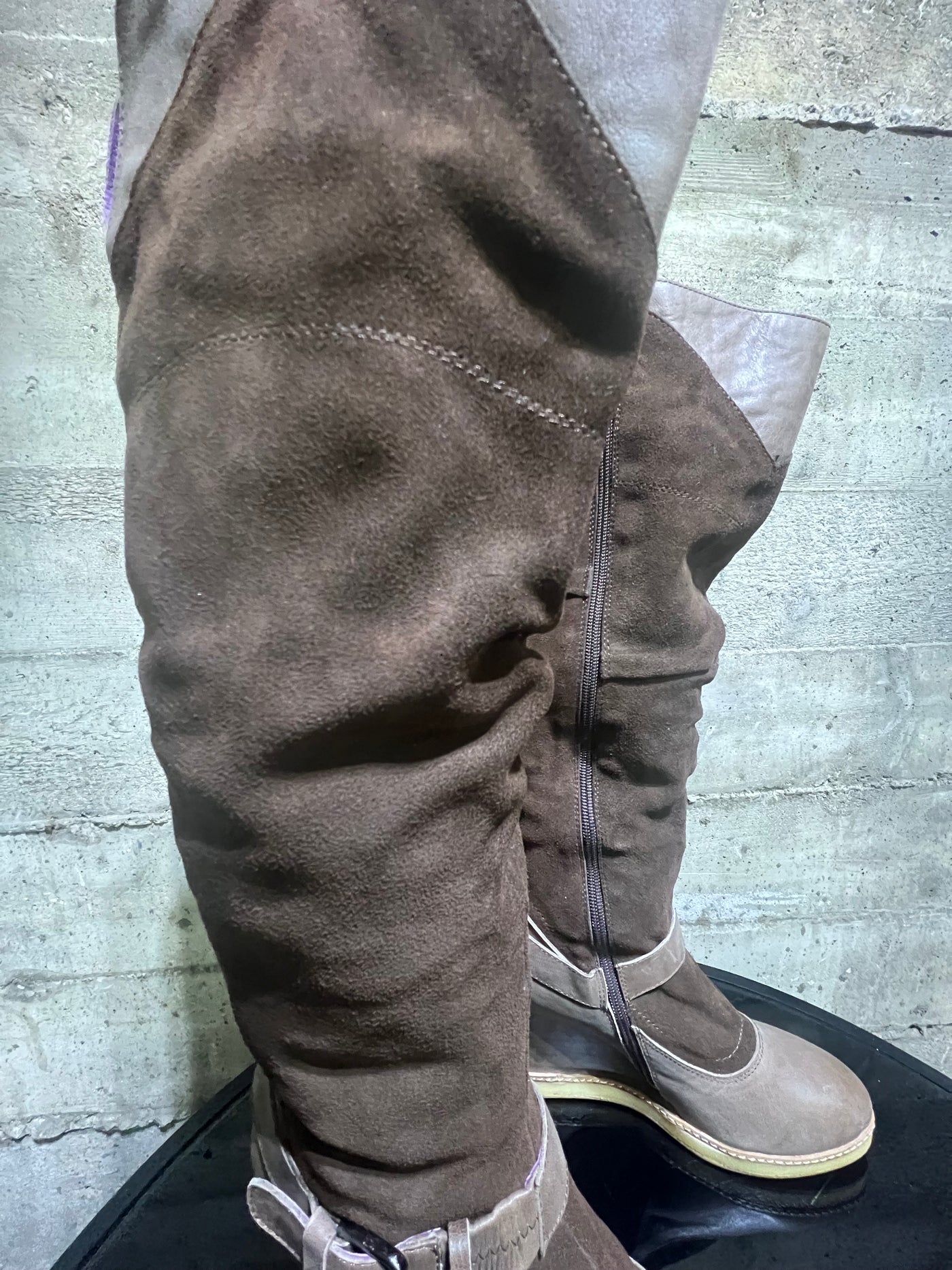 Patty boots cow Leather suede, wedge heel women Size 9 / 40.5 Bottes en cuir de vachette