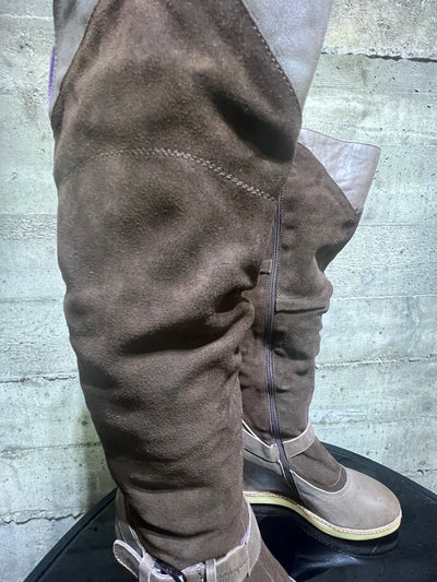 Patty boots cow Leather suede, wedge heel women Size 9 / 40.5 Bottes en cuir de vachette