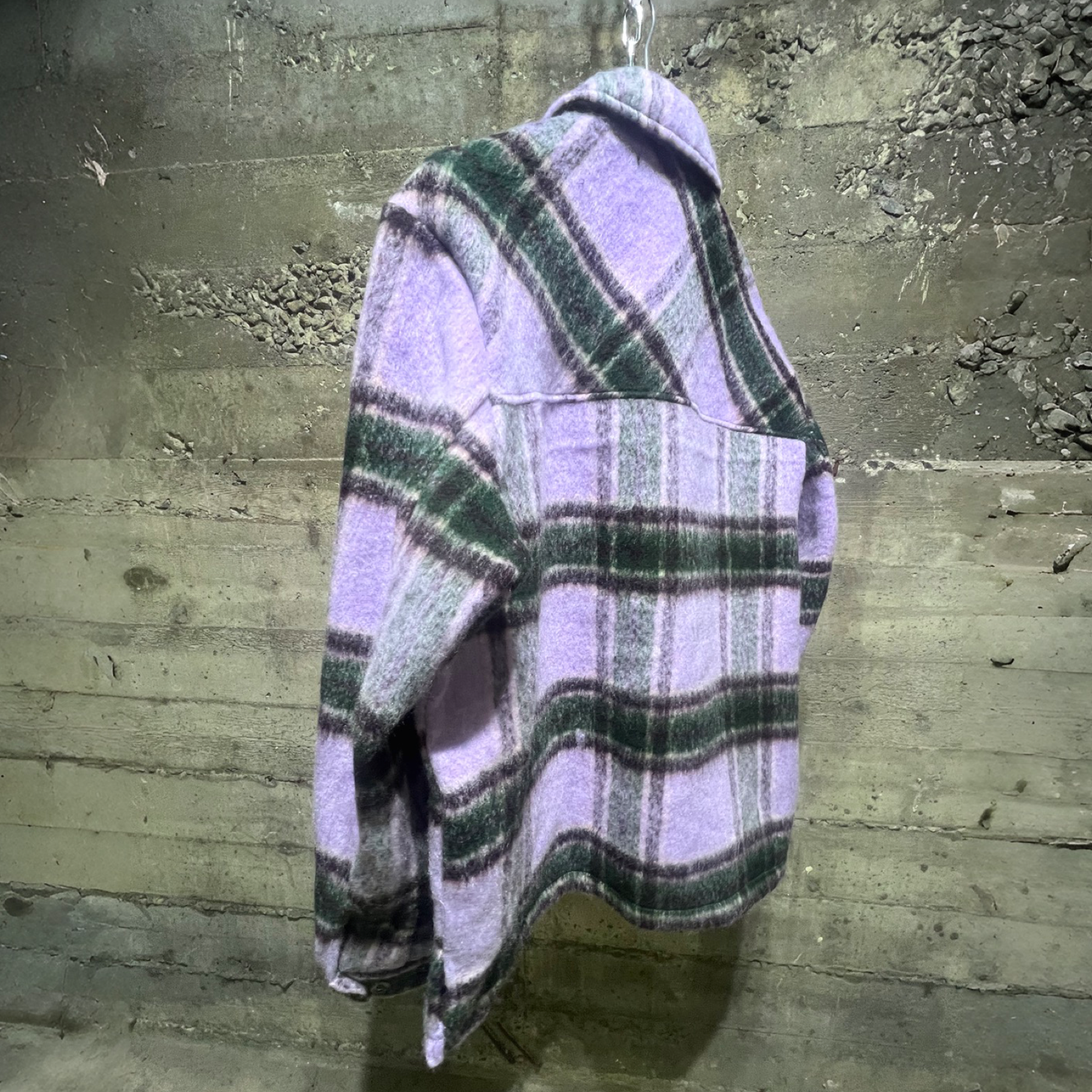 332-711 Ringspun Boxy Retro Checkered Wool Jacket Lavender