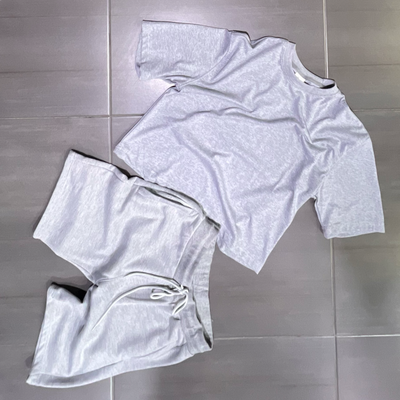 SU2969 The Best Navy + Grey Crop Top Shorts Set