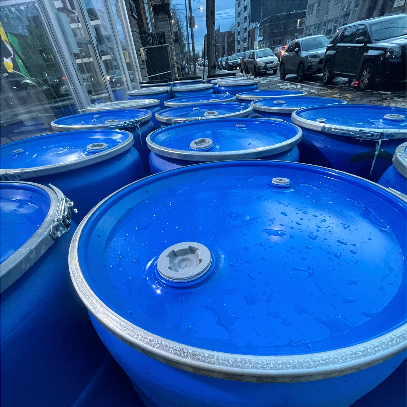 55 Gallon Plastic Shipping Barrels Drums Blue Open Top