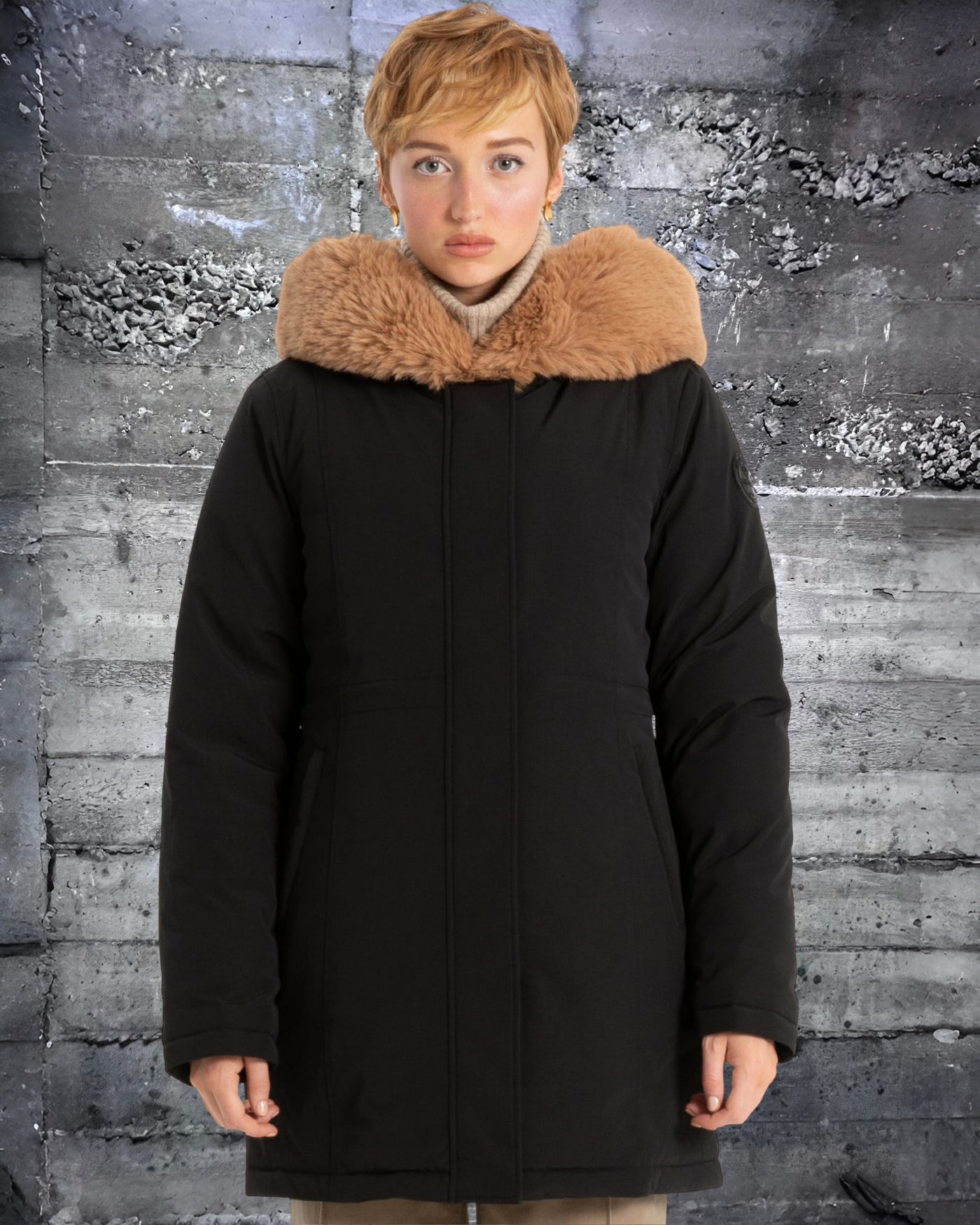 8368530 Point Zero Katherine Plush Fur Luxe Women Parka Winter Jacket Black