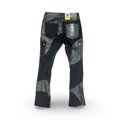 AJ40SK-2 Armor Color Block Mid-Rise Stacked Jeans (Black)