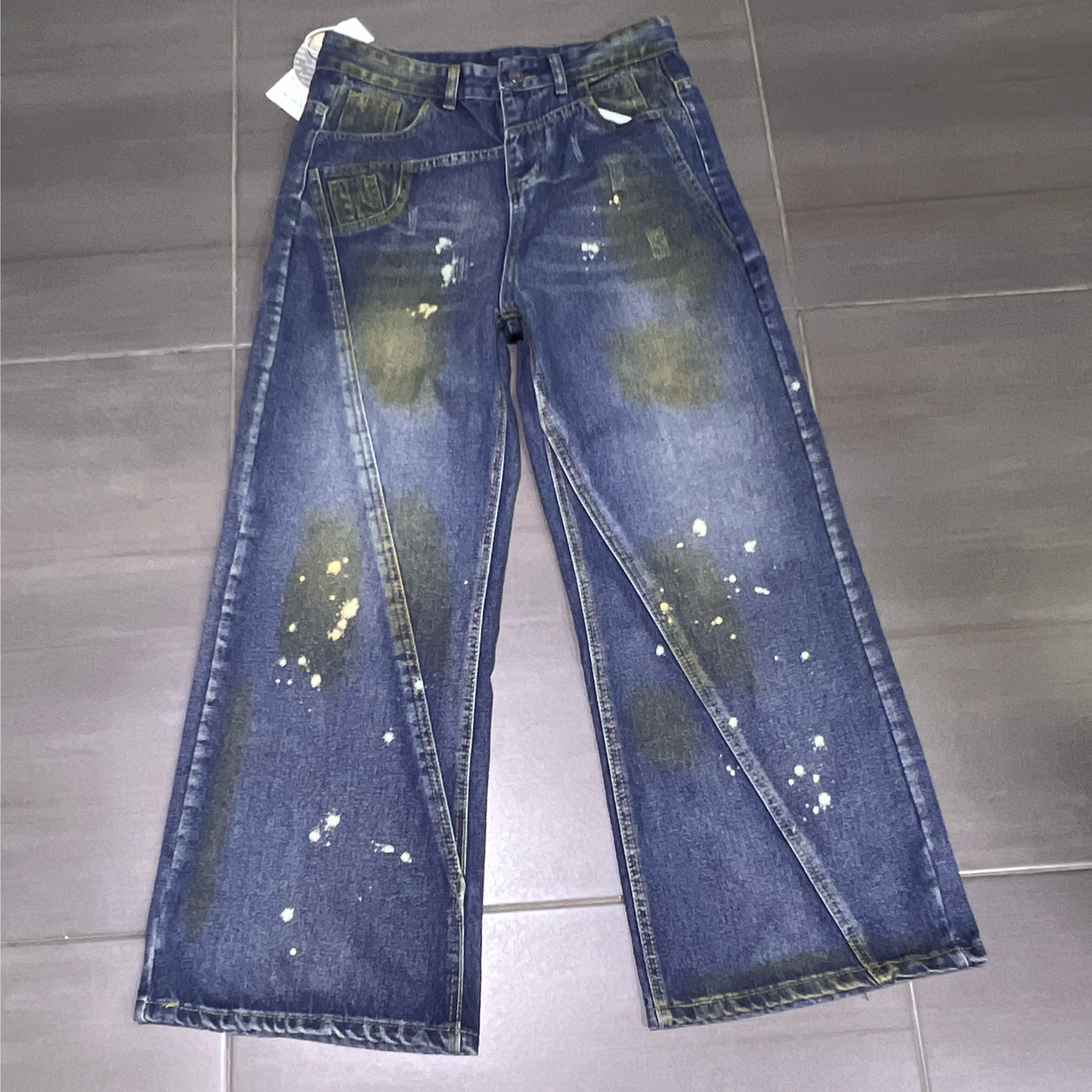 Trendy Wide Leg Jeans Graffiti Design