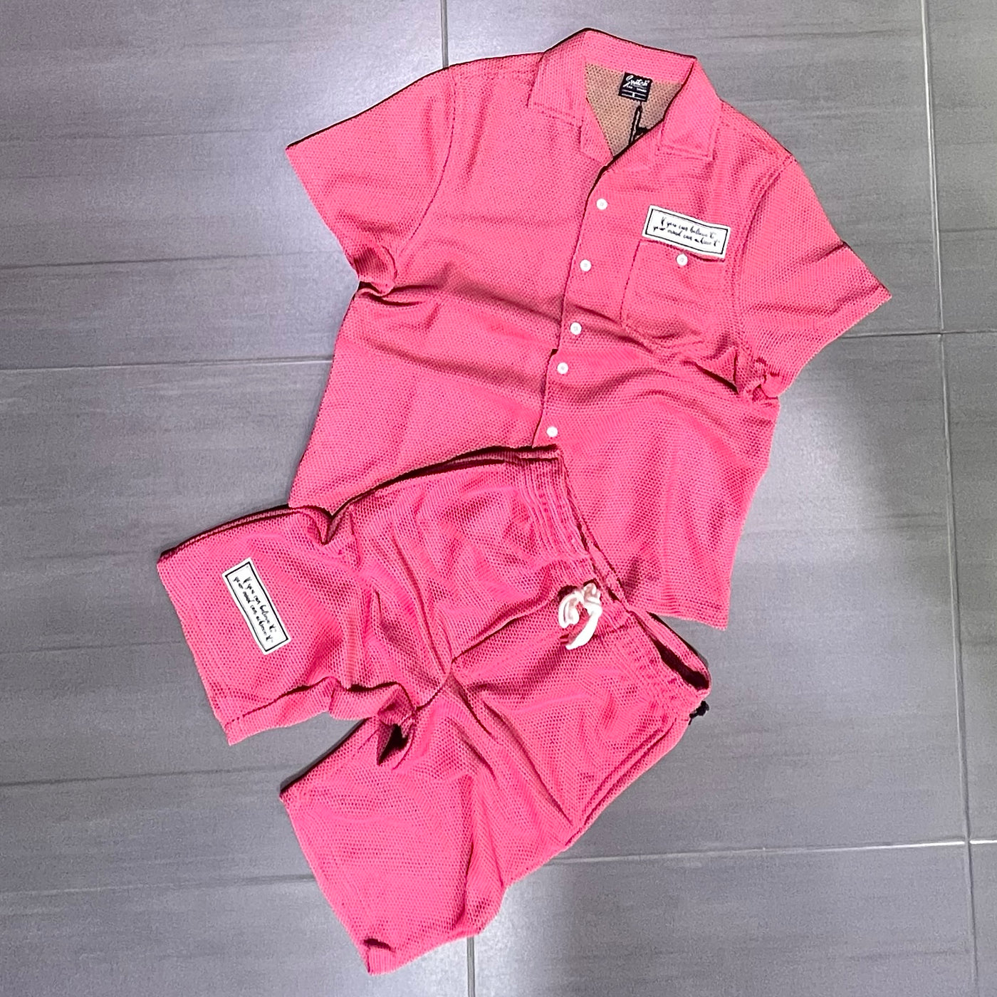 SS4320/SS4420 Switch Remarkable Pink Button Shirt Shorts Set