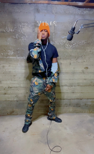 152-539/439 Rebel Minds Hunting Camo Zipper Hoodie Anorak Stacked Cargo Pants Set