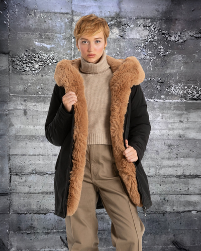 8368530 Point Zero Katherine Plush Fur Luxe Women Parka Winter Jacket Black