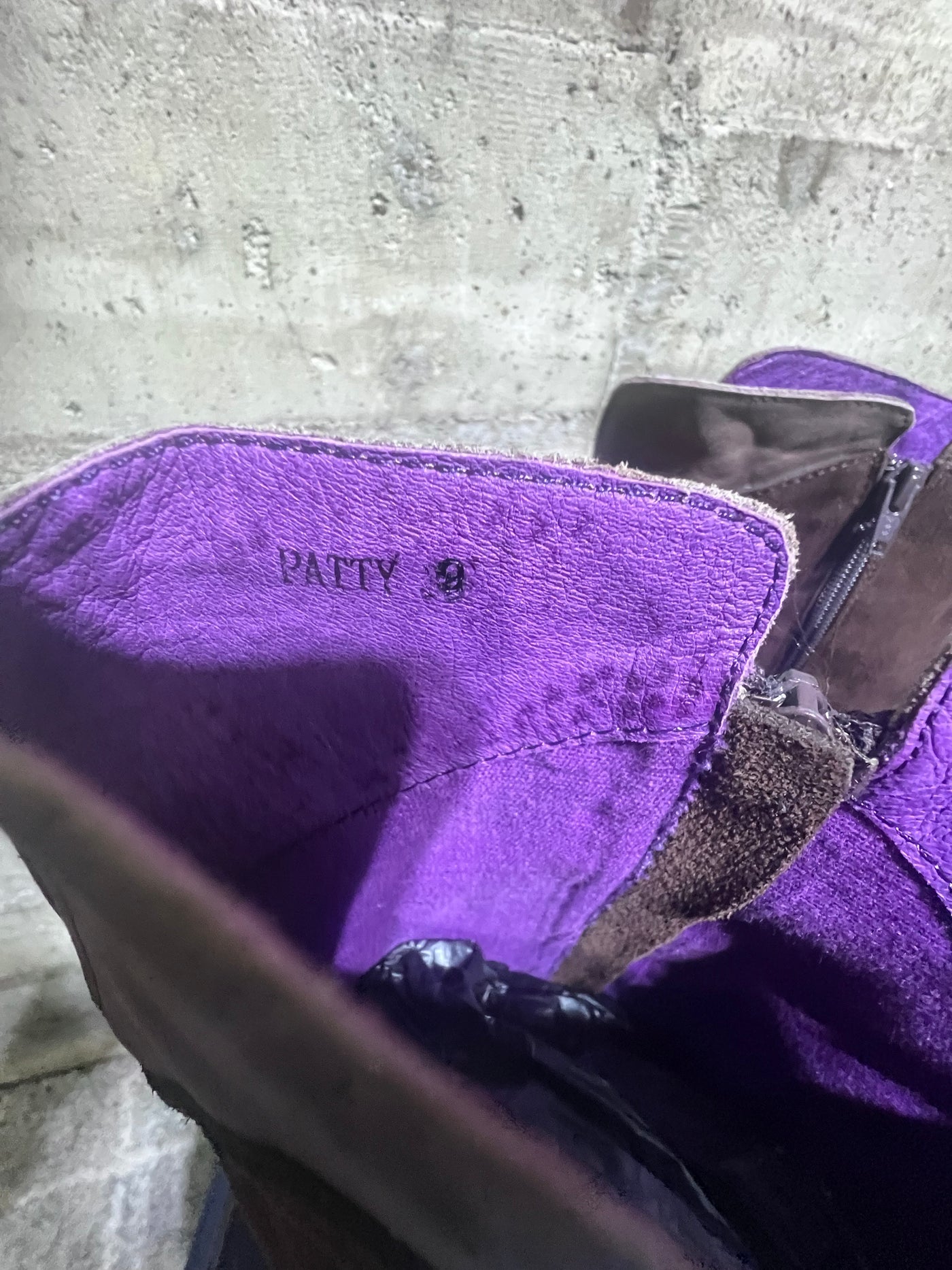 Patty boots cow Leather suede, wedge heel women Size 9 / 40.5 Bottes en cuir de vachette