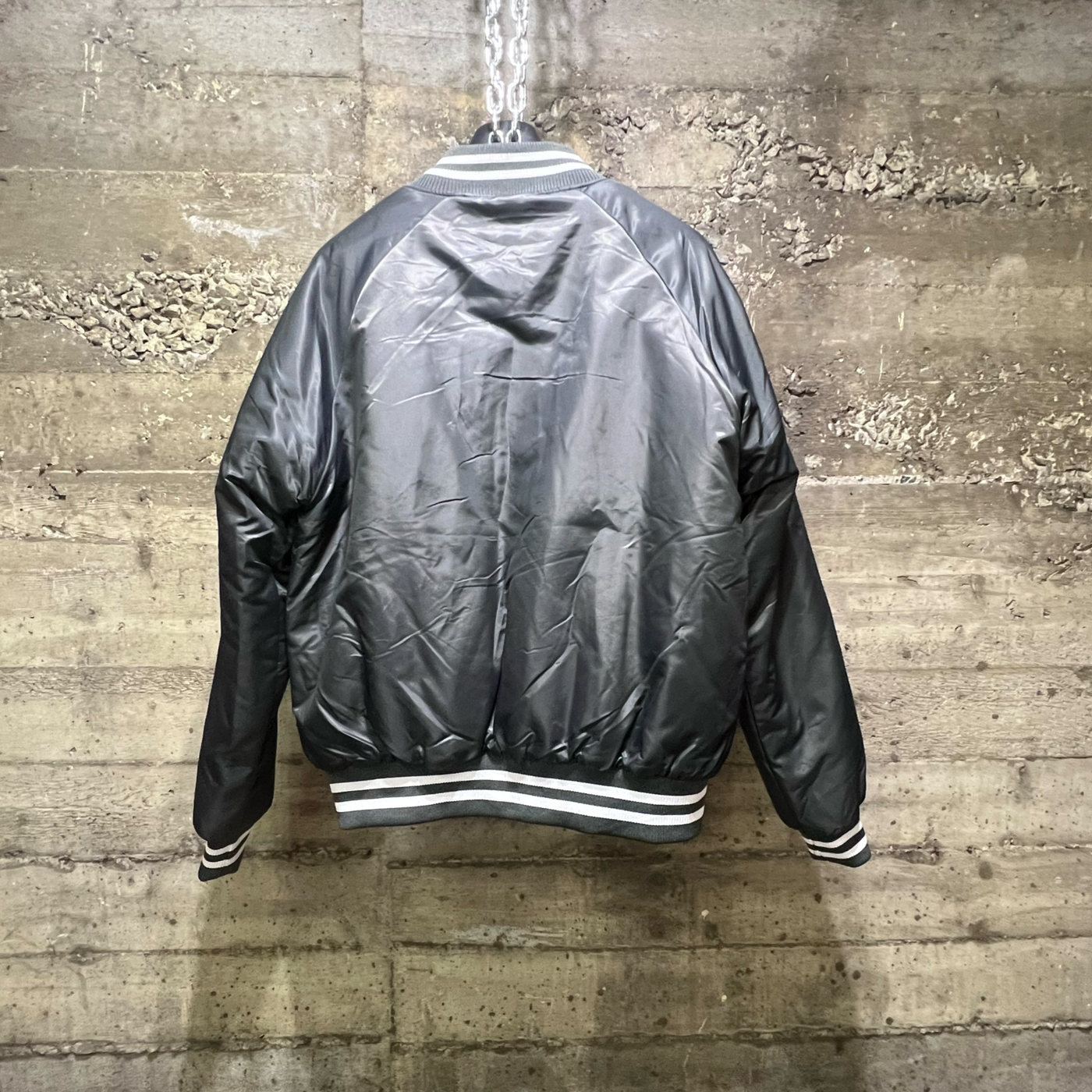 KEJ30 The Image Basic Letterman Bomber Varsity Waterproof Sports Jacket (Dark Grey)