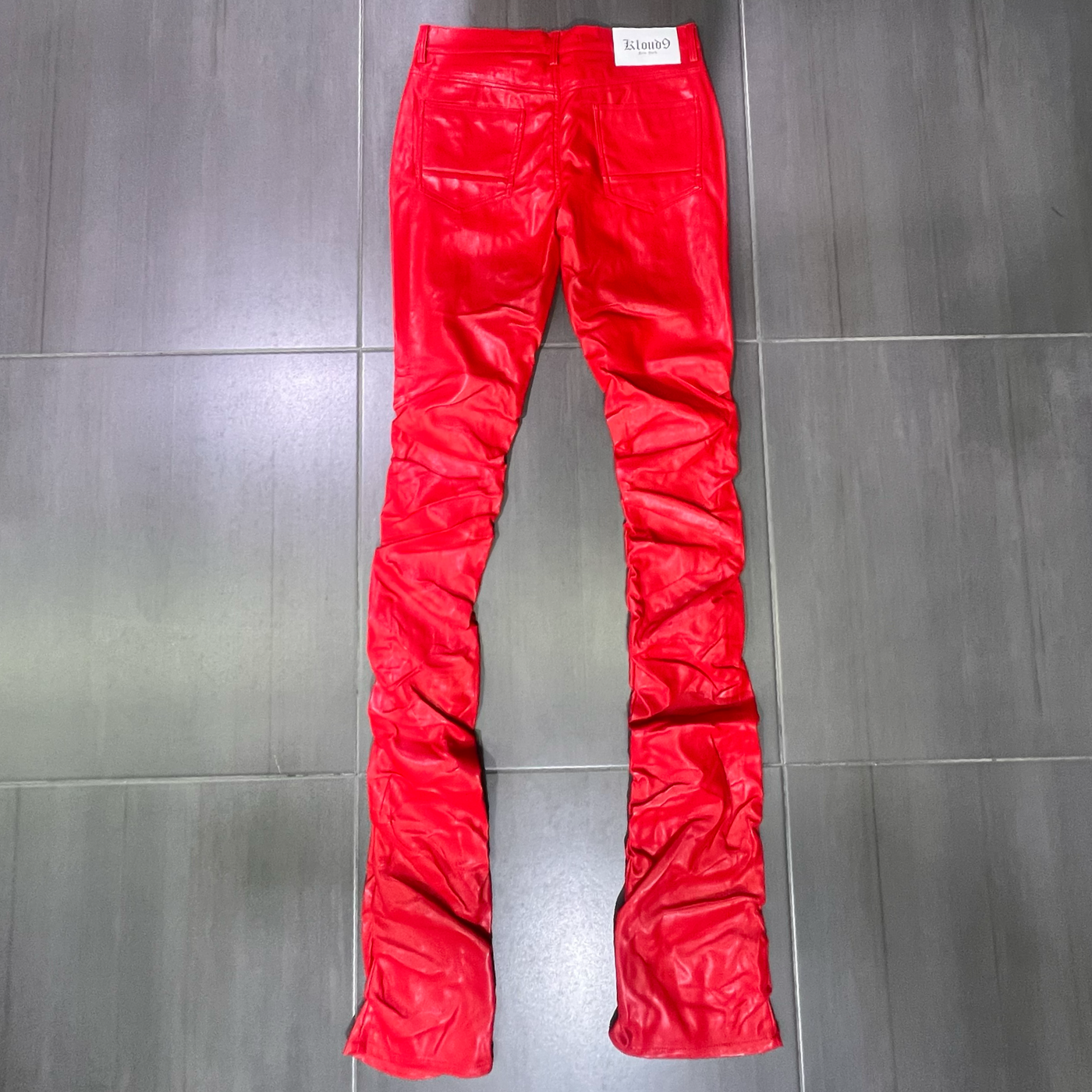 P23880 Kloud9 Red Faux Leather Super Stack Fit Pants