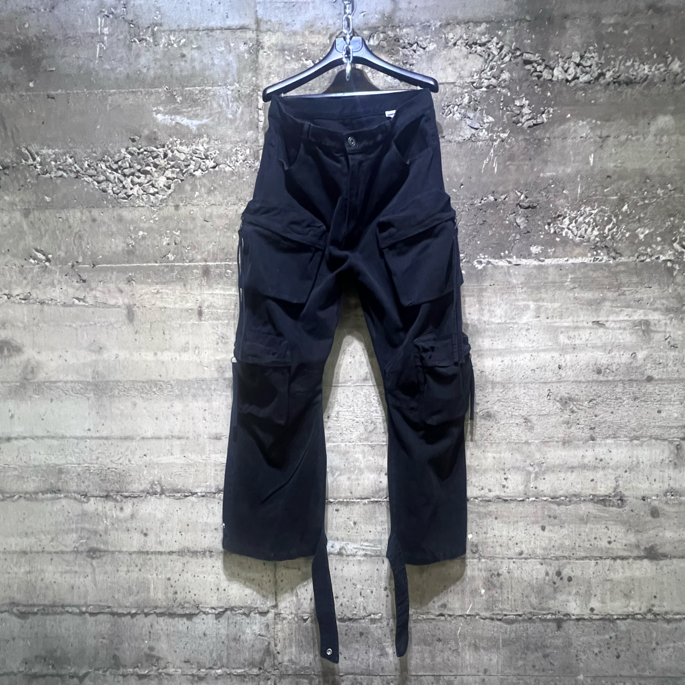 ST8510 Bootcut Multi Pocket Wide Leg Loose Utility Cargo Denim Pants Black