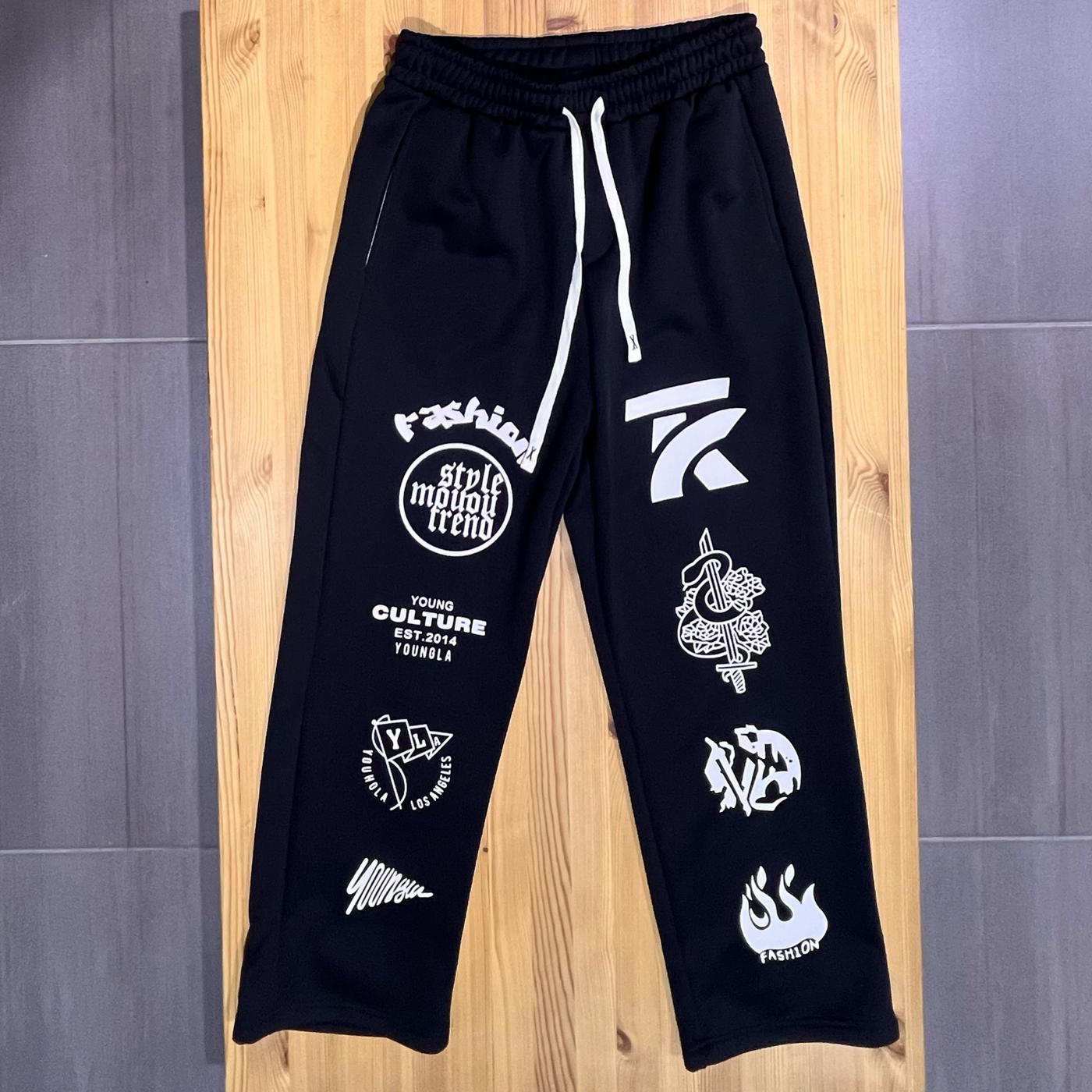 Xiang Multi Placement Graffiti Flare Joggers Relaxes Fit
