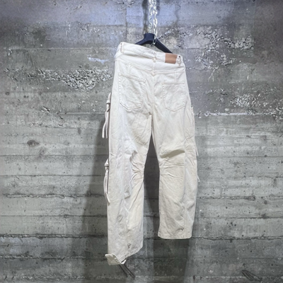 ST8510 Bootcut Multi Pocket Wide Leg Loose Utility Cargo Denim Pants Khaki