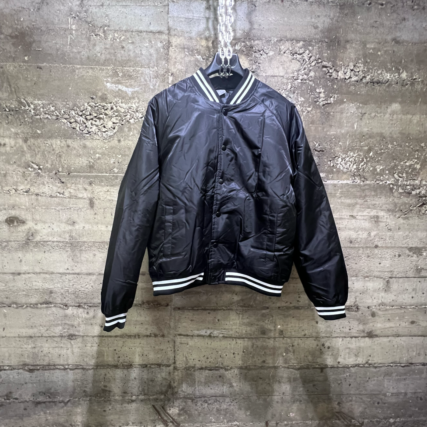 KEJ30 The Image Basic Letterman Bomber Varsity Waterproof Sports Jacket (Black)