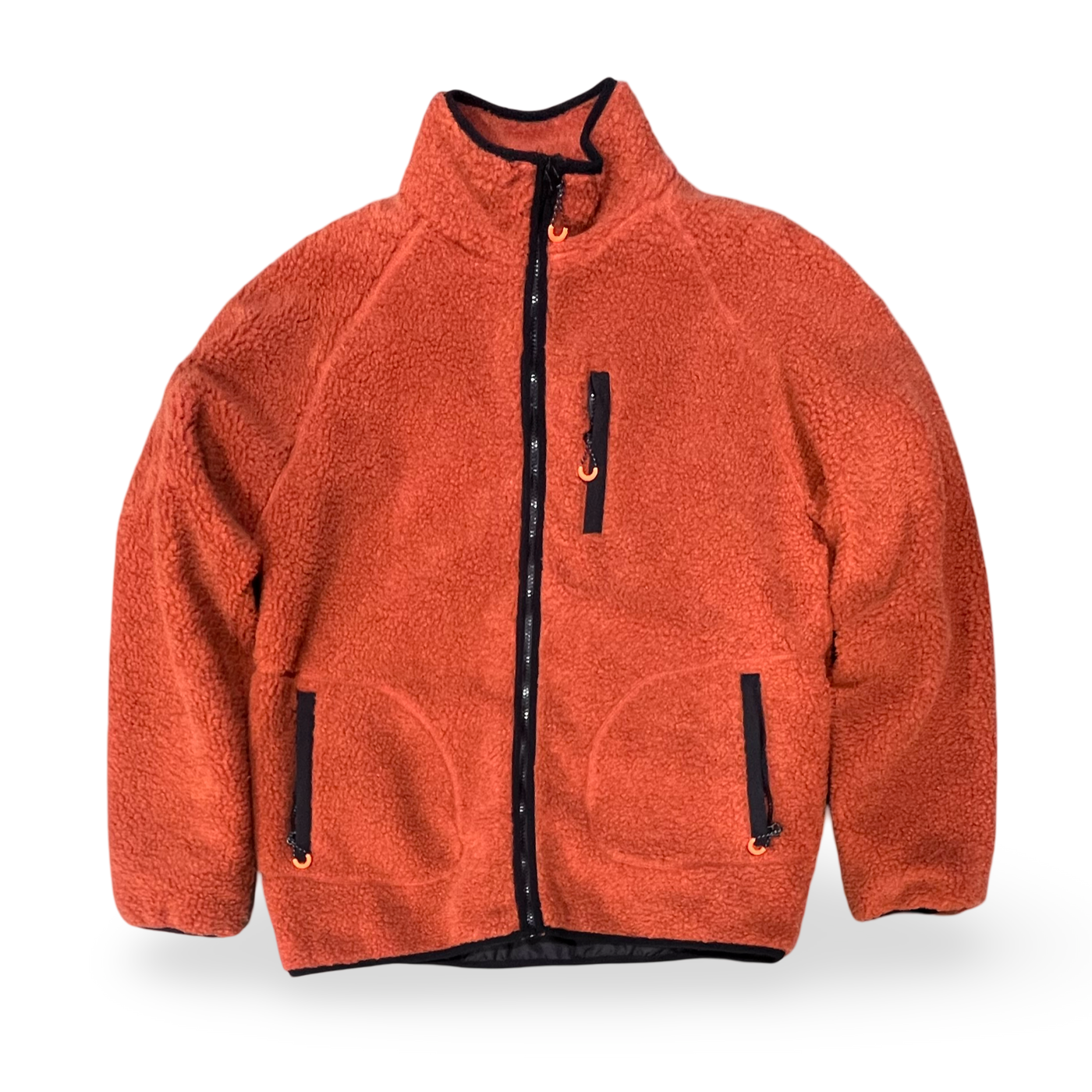 7166097 Point Zero Mountainside Aztec Polar Fleece Back Bowl Jacket (Orange)