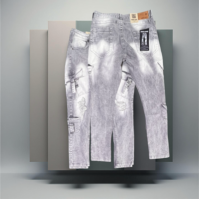 A408 Armor Grey Multi Pocket Cargo Slim Fit Jeans