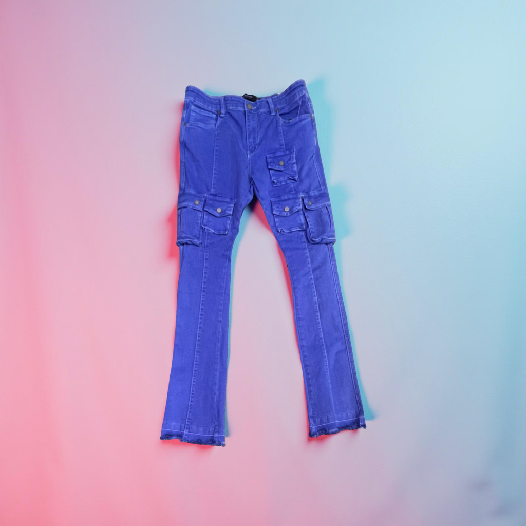 GZ306 Gunzinii Royal Blue Stacked Fit Jeans