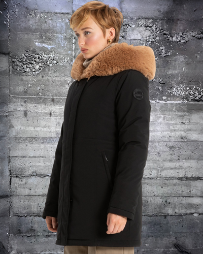 8368530 Point Zero Katherine Plush Fur Luxe Women Parka Winter Jacket Black