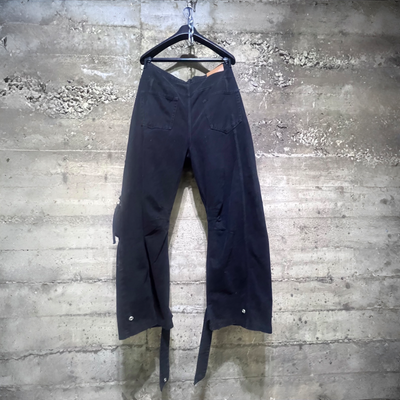 ST8510 Bootcut Multi Pocket Wide Leg Loose Utility Cargo Denim Pants Black