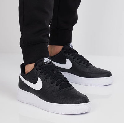 CT2302-002 Nike Air Force 1 Low '07 Black White Pebbled Leather Men's