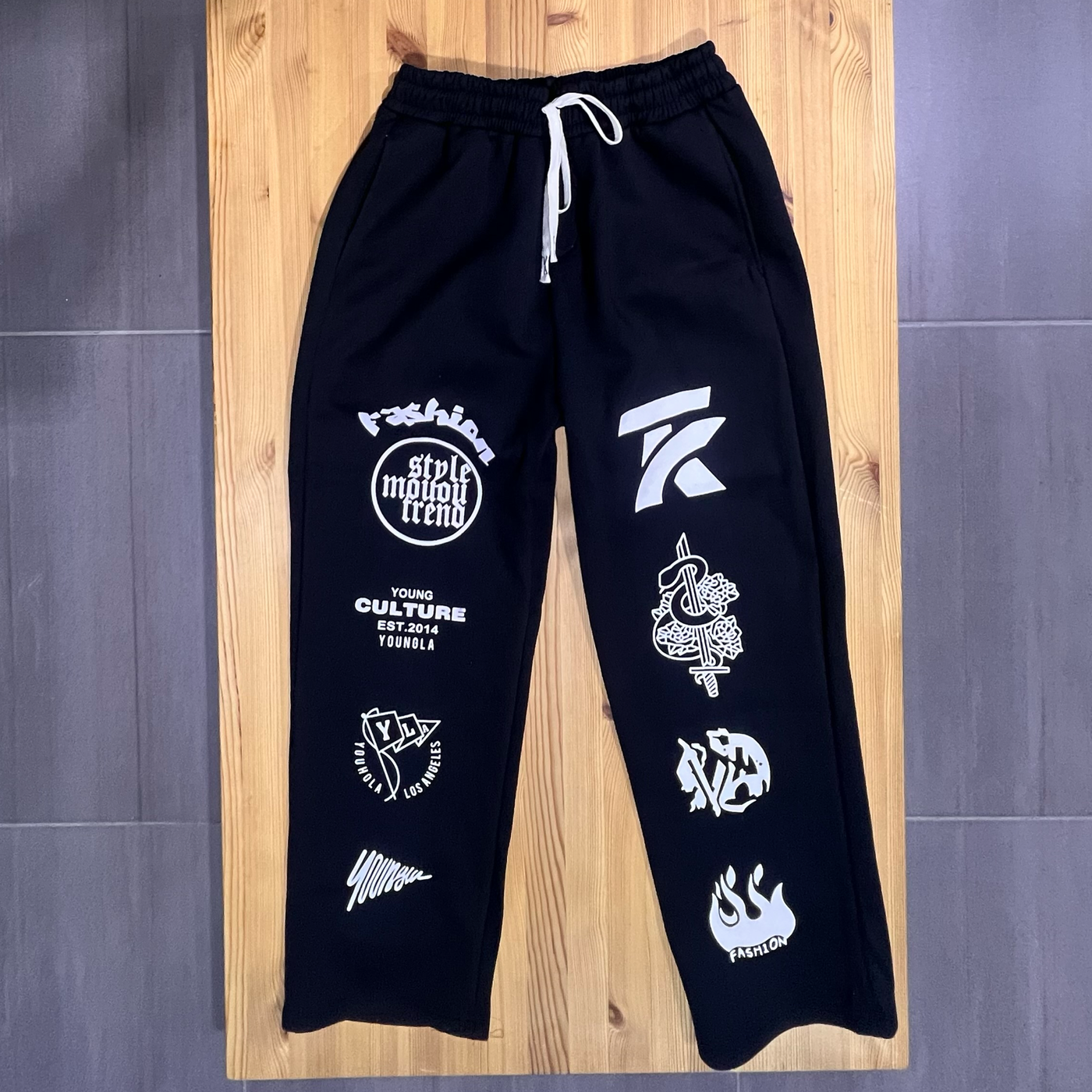 Xiang Multi Placement Graffiti Flare Joggers Relaxes Fit