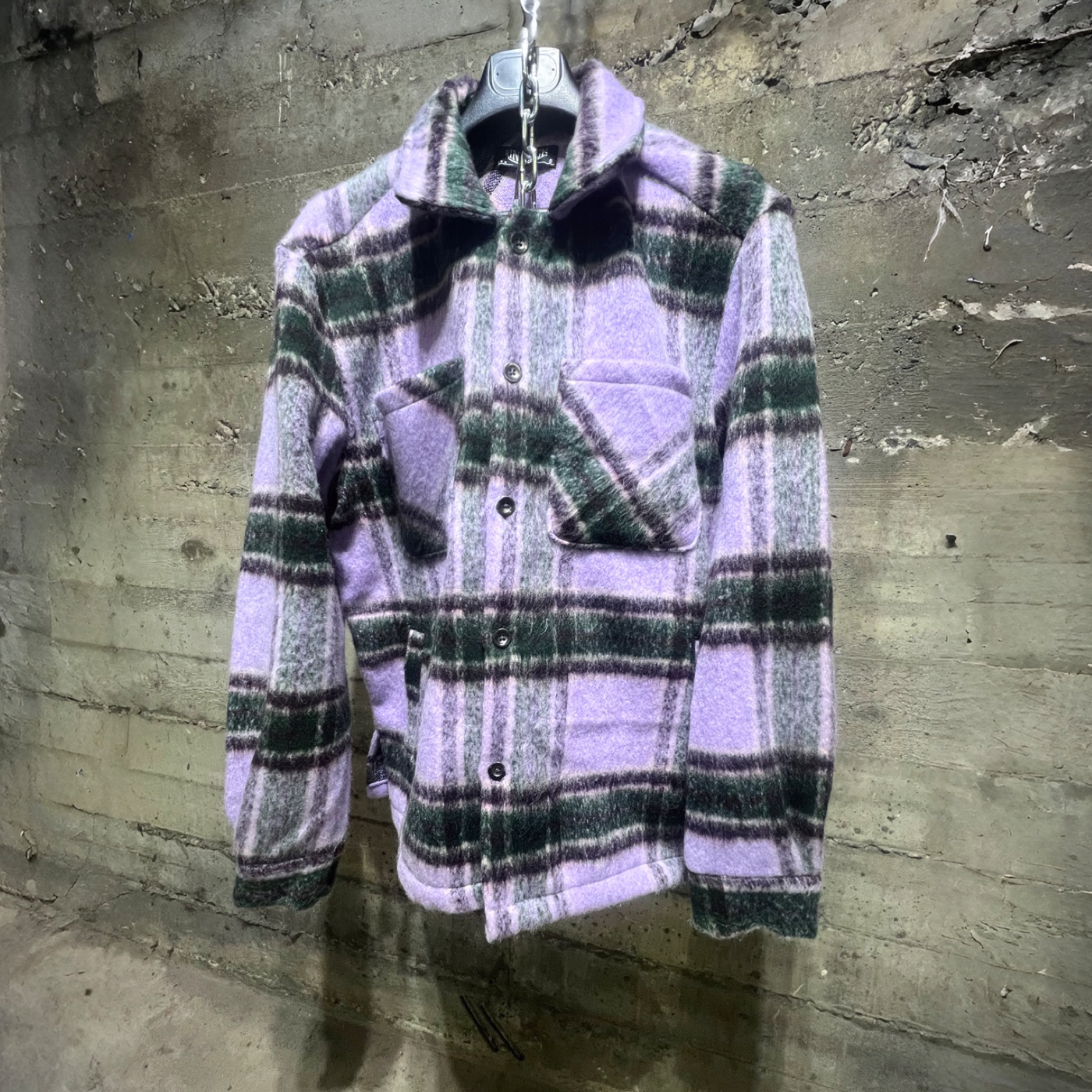 332-711 Ringspun Boxy Retro Checkered Wool Jacket Lavender