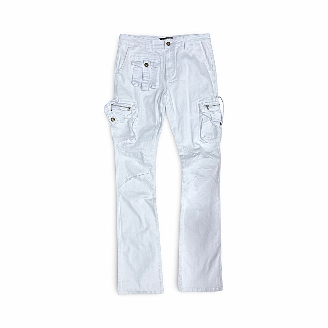 Track23 Cargo Stacked Jeans White