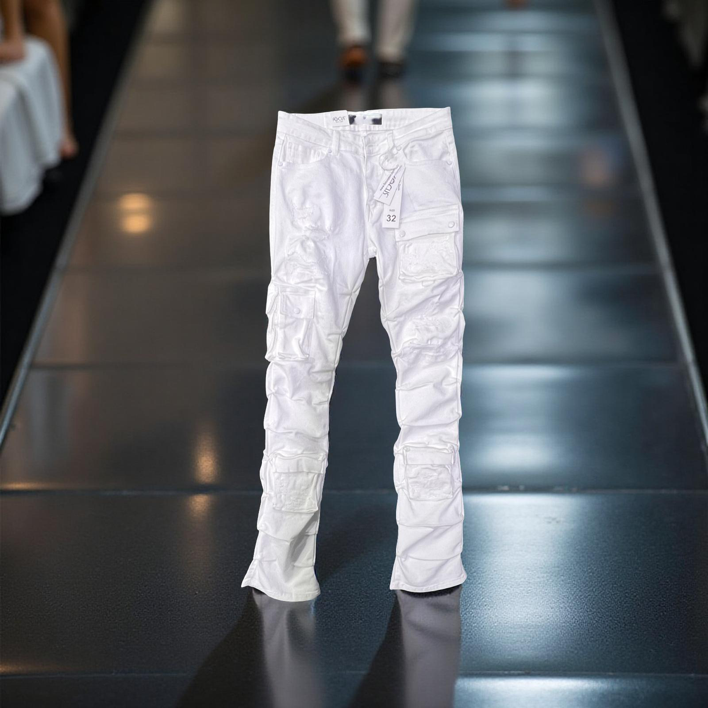 5226 Focus White Multi Pocket Stacked Jeans