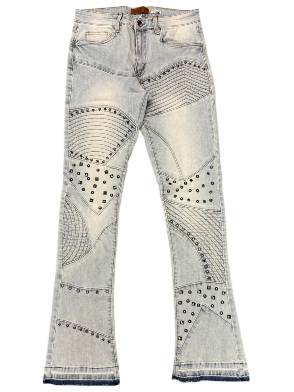 M8309D Waimea Rock & Roll Studded Blue Stone Wash Stacked Fit Jeans