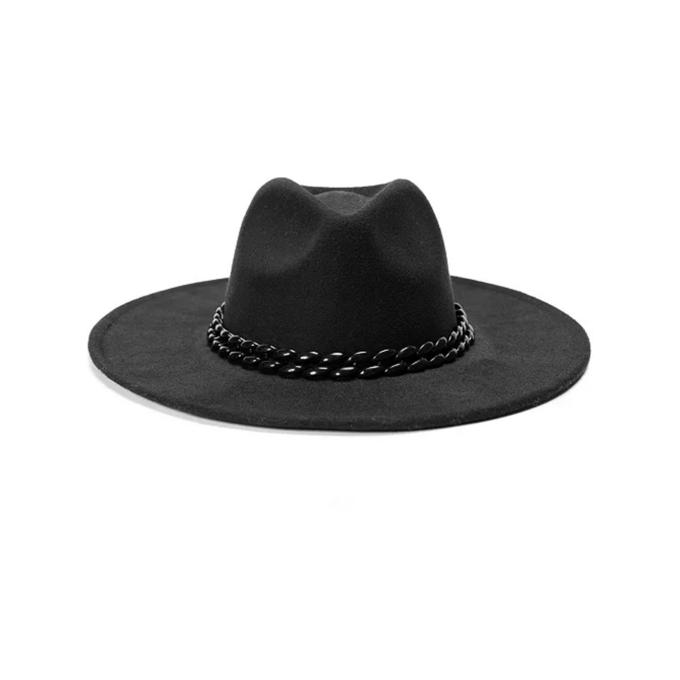 Classic Briti Vintage Woolen
Chunky Chain Felt Panama Hat Wide Brim