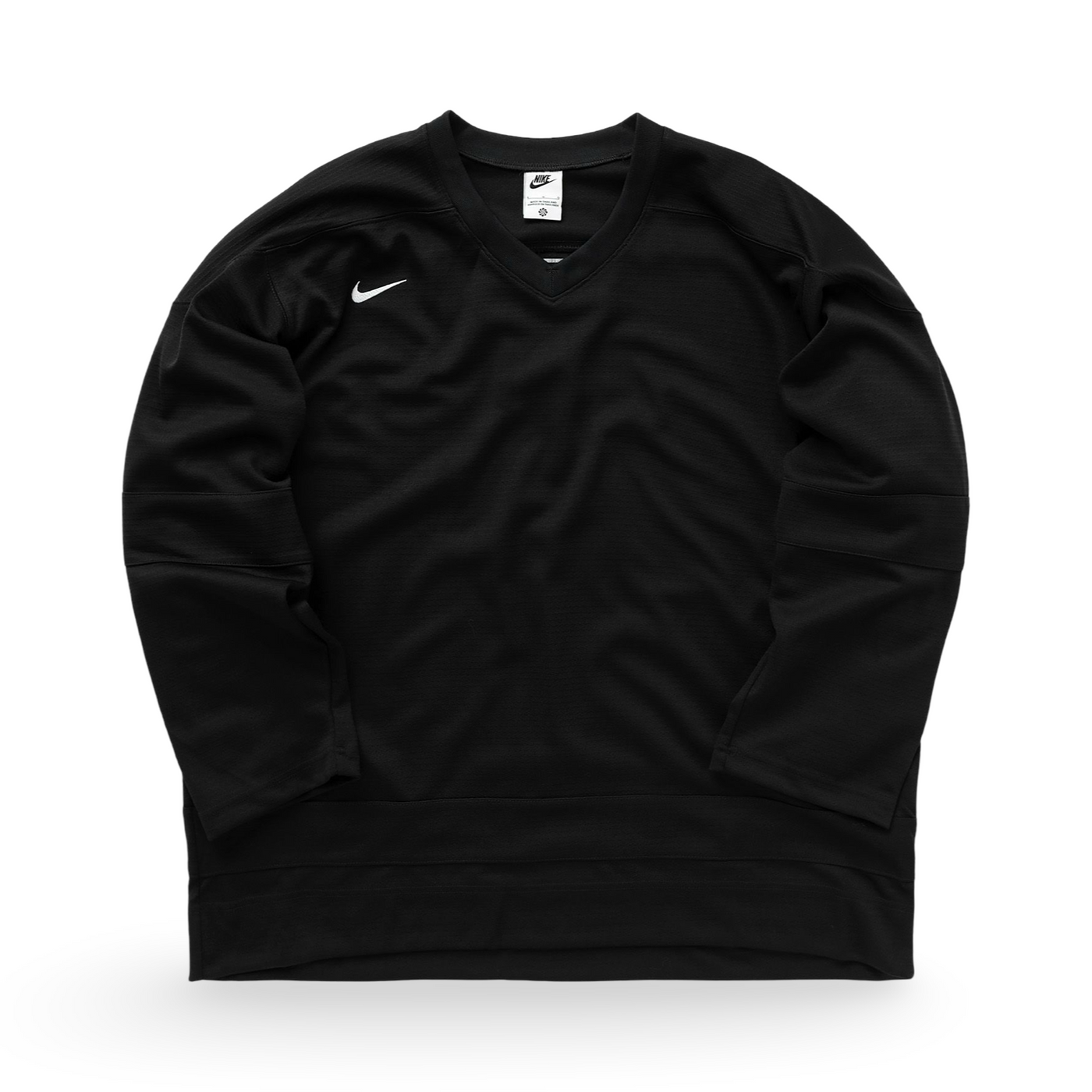 FB8221-010 Nike Authentics Hockey Jersey Mens Long Sleeve Shirt Black White