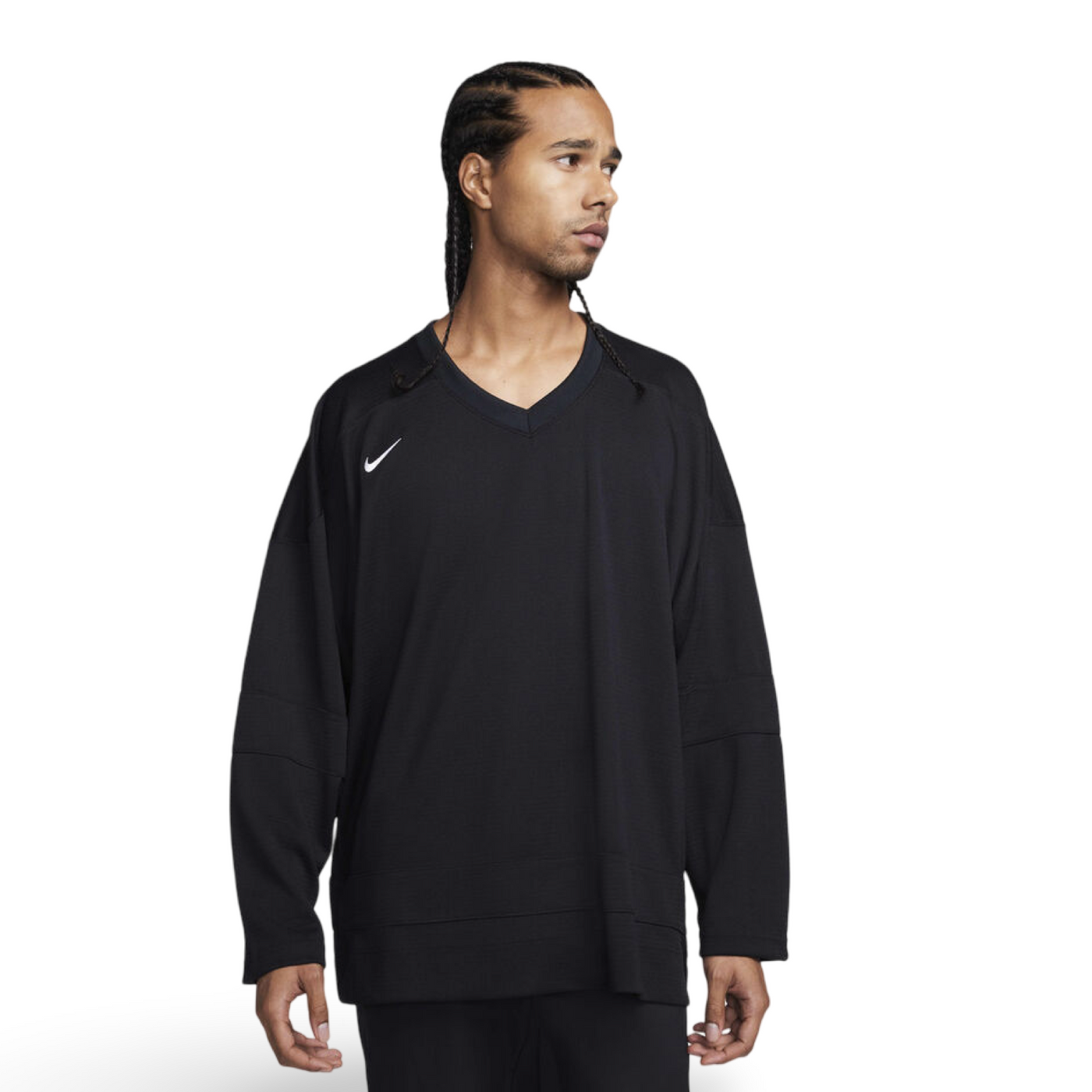 FB8221-010 Nike Authentics Hockey Jersey Mens Long Sleeve Shirt Black White