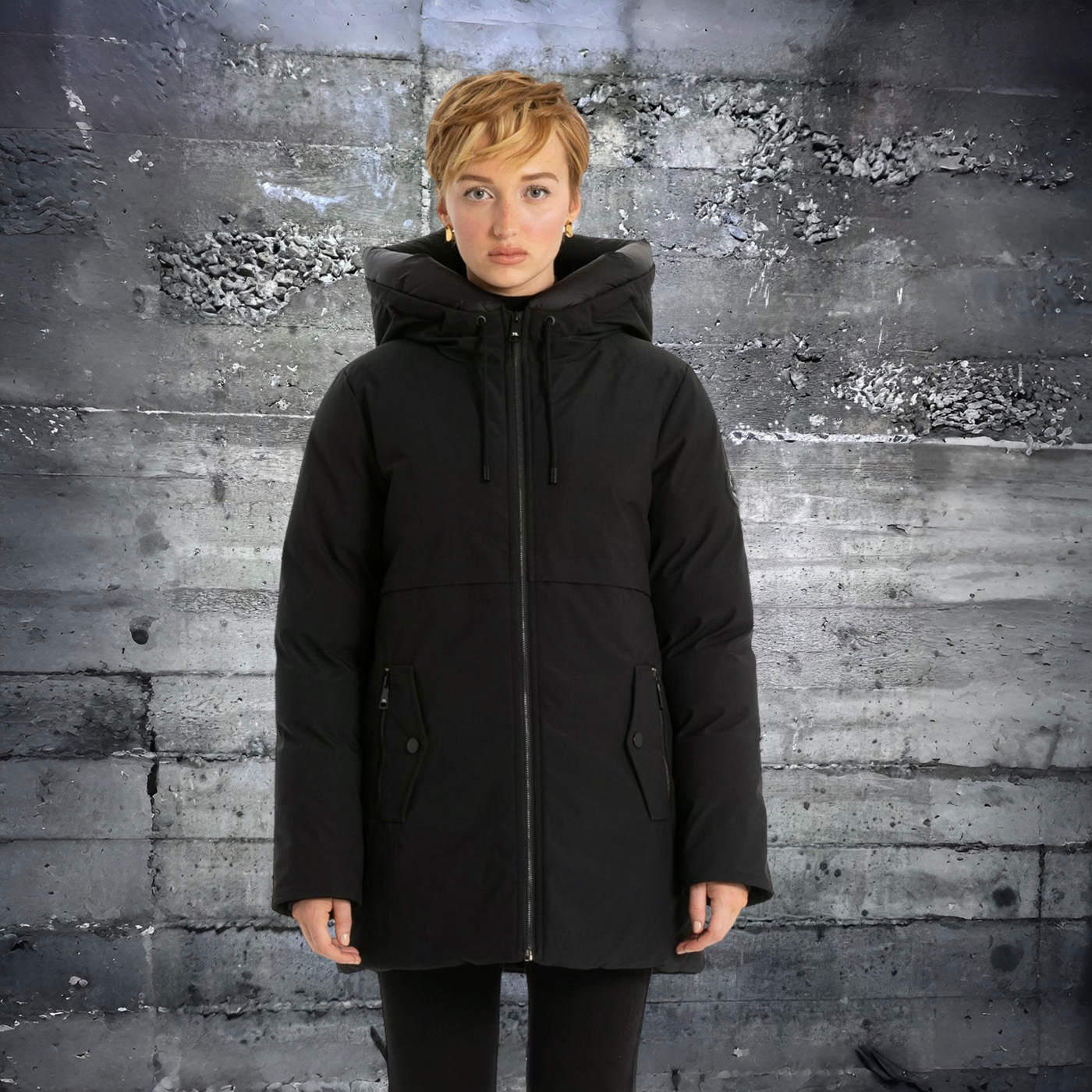 8368506 Point Zero Agnes Modern Parka Winter Jacket Black