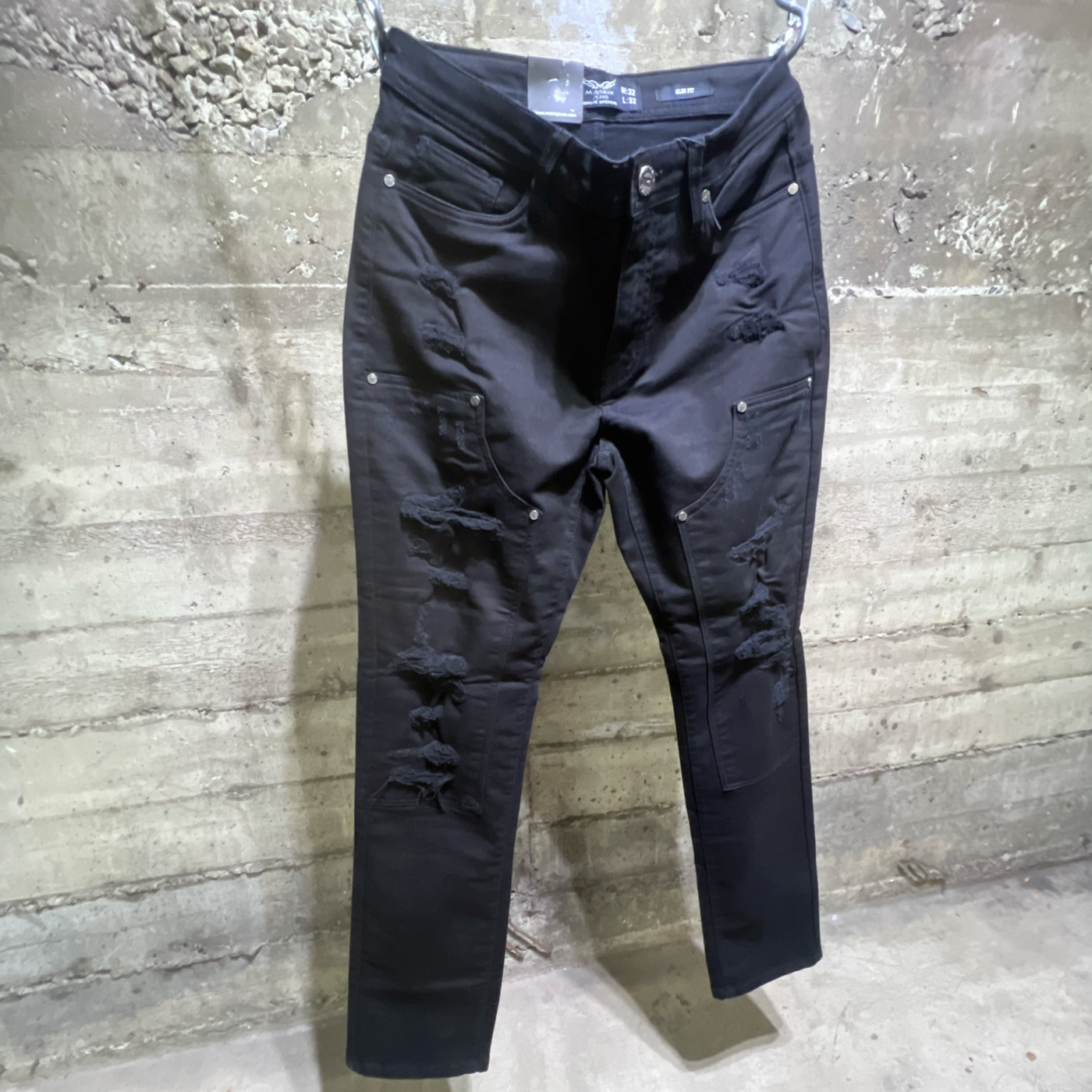 372 Matrix Vapor Rise Black Slim Straight Jeans